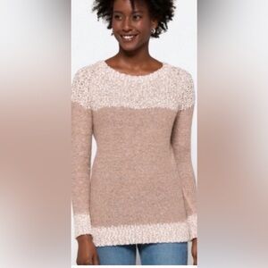 Fate Clairina women’s texture Beige and Cream Crew Neck pullover Sweater size SM